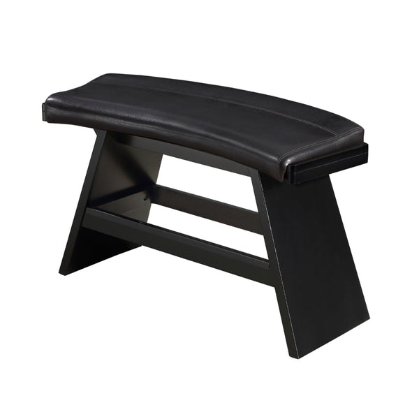 Elsaa 31 Inch Bar Height Bench, Black Faux Leather Upholstery, Solid Wood - BM314589
