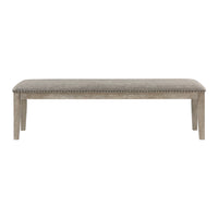 Ruth 64 Inch Bench, Nailhead Trim, Polyester Upholstery, Gray Solid Wood - BM314596