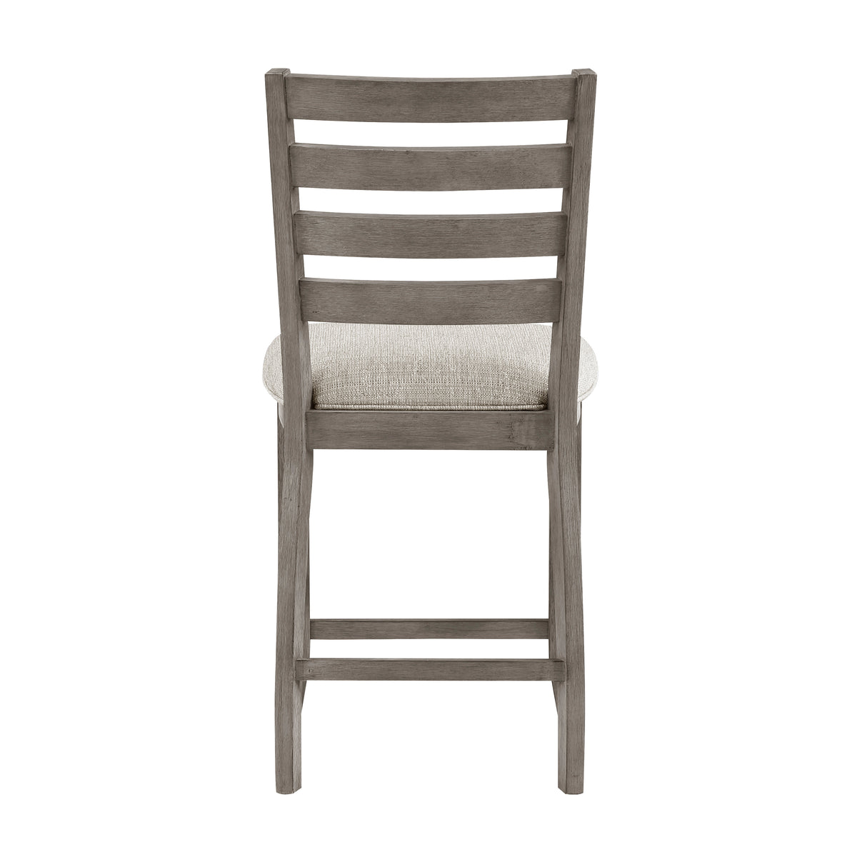 Trea 26 Inch Counter Height Chair, Ladder Back, Polyester, Gray Wood, Set of 2 - BM314600