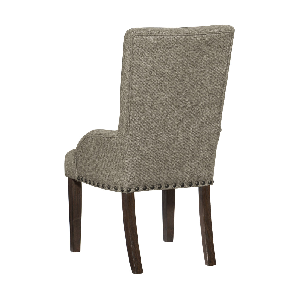 Vill 27 Inch Dining Armchair, Brown Polyester, High Back, Set of 2 - BM314607