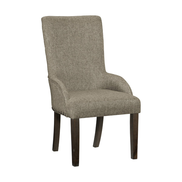 Vill 27 Inch Dining Armchair, Brown Polyester, High Back, Set of 2 - BM314607