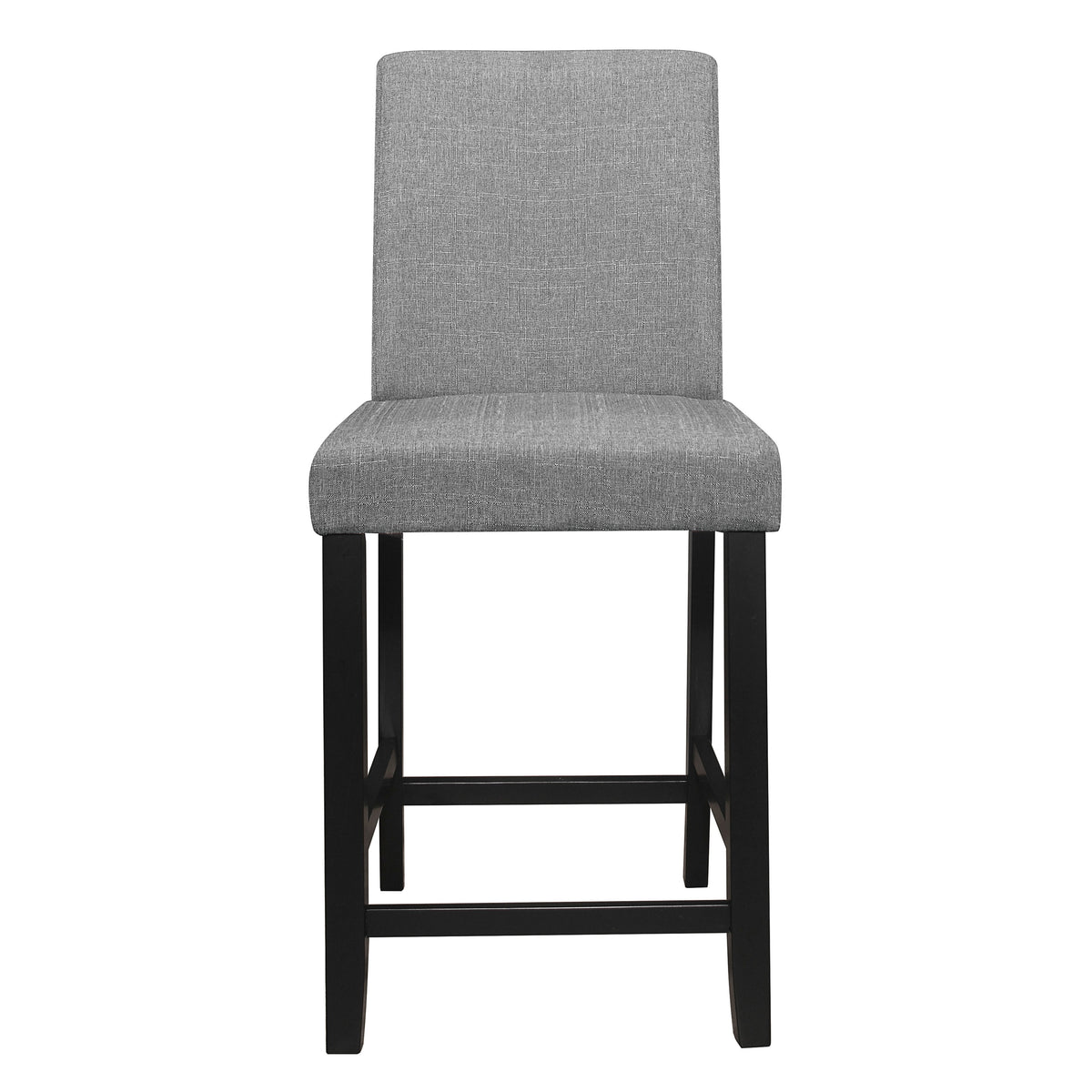 Rina 24 Inch Counter Height Chair, Gray Fabric, Black Wood, Set of 2 - BM314608