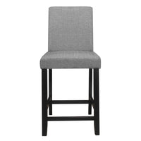 Rina 24 Inch Counter Height Chair, Gray Fabric, Black Wood, Set of 2 - BM314608