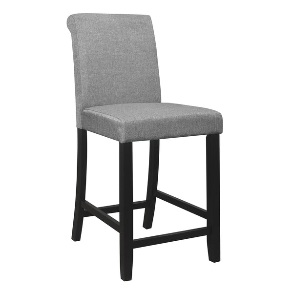 Rina 24 Inch Counter Height Chair, Gray Fabric, Black Wood, Set of 2 - BM314608