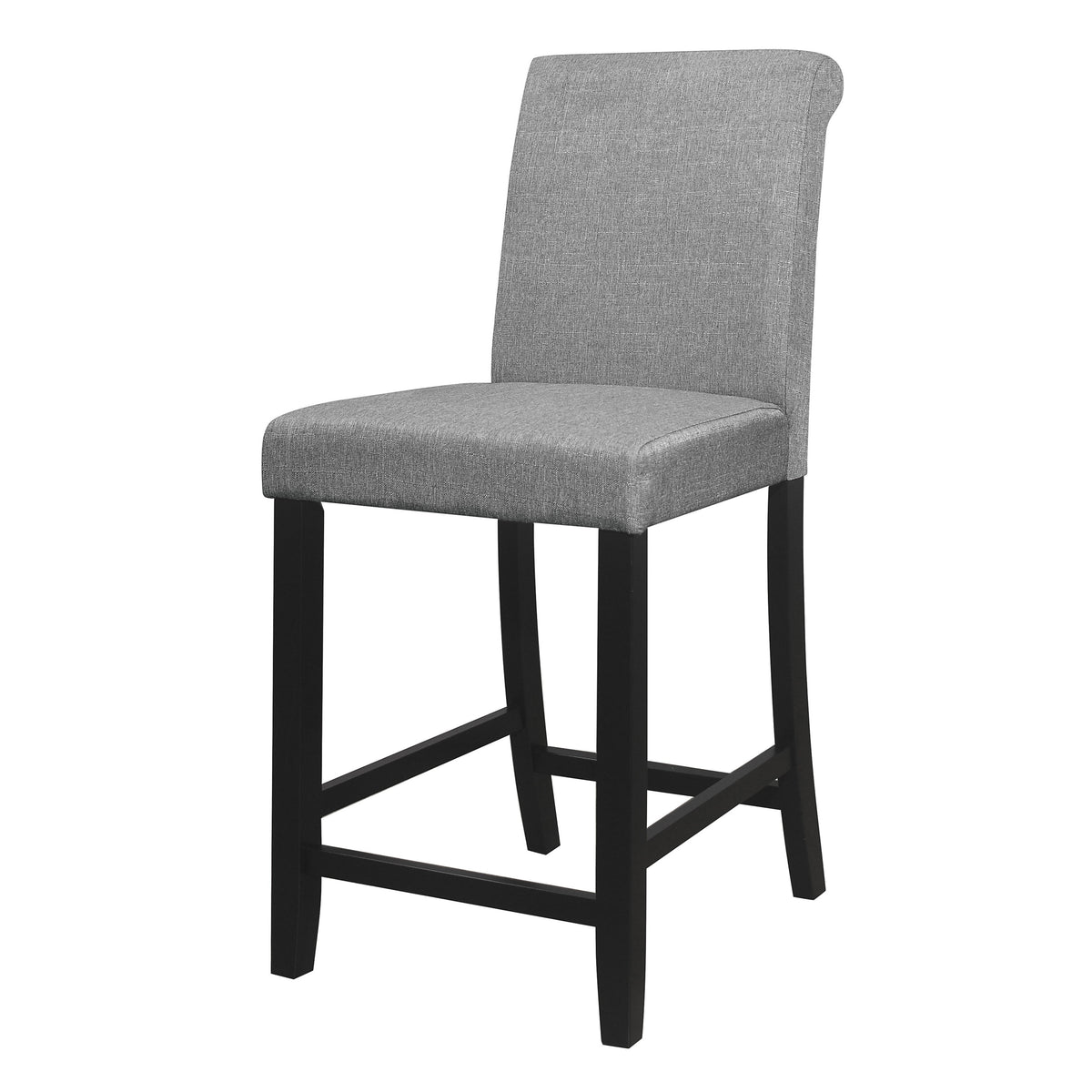 Rina 24 Inch Counter Height Chair, Gray Fabric, Black Wood, Set of 2 - BM314608