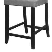 Rina 24 Inch Counter Height Chair, Gray Fabric, Black Wood, Set of 2 - BM314608