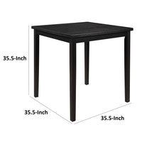 Rina 36 Inch Counter Height Table, 4 Seater Square Top, Black Solid Wood - BM314609