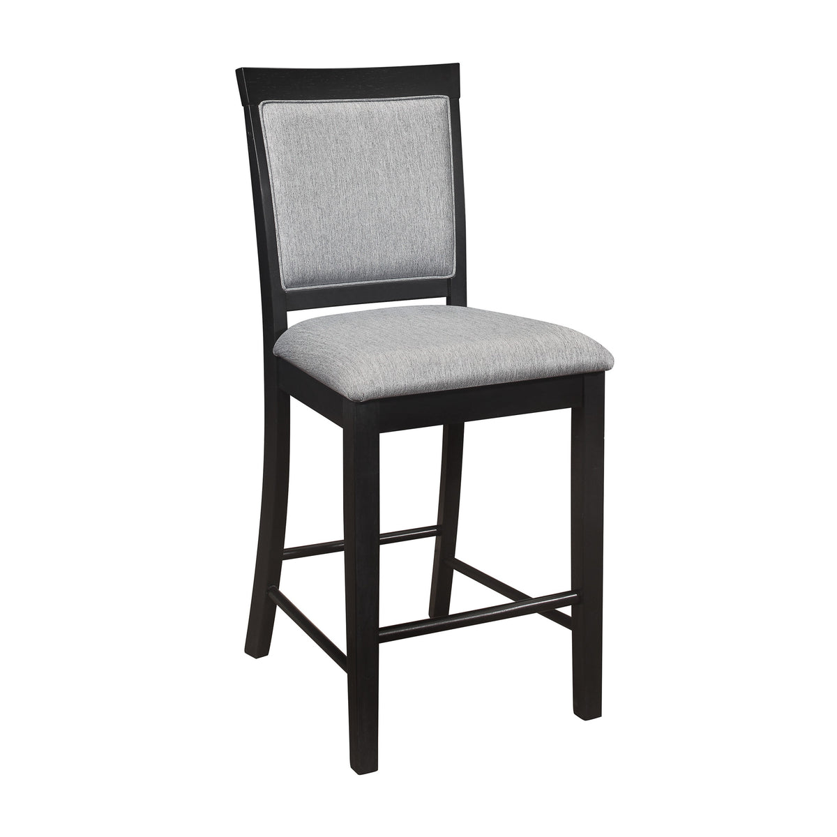 Aven 26 Inch Counter Height Chair, Gray Polyester, Black Wood, Set of 2 - BM314612