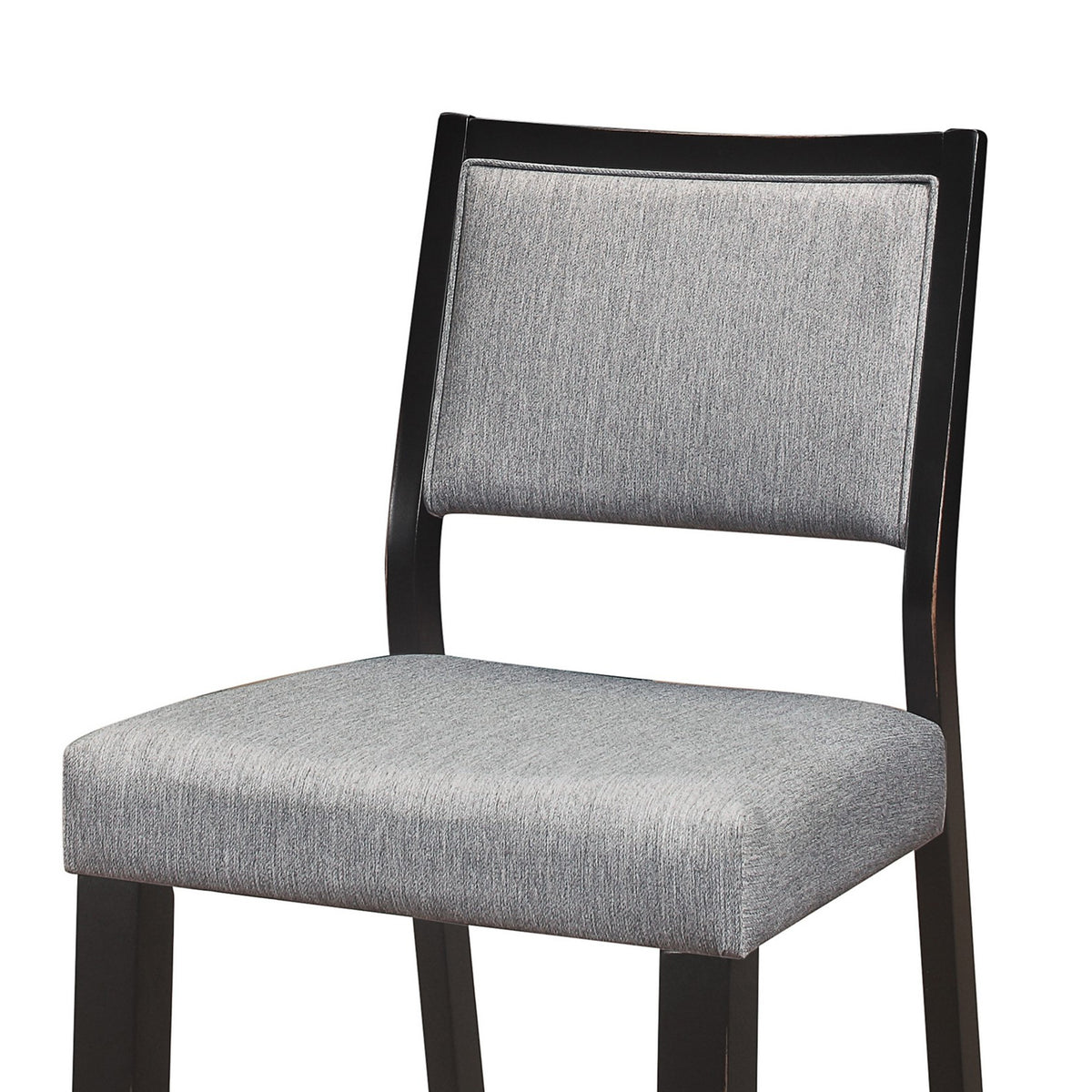 Tim 23 Inch Counter Height Chair, Gray Polyester Upholstery, Black, Set of 2 - BM314614