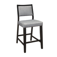 Tim 23 Inch Counter Height Chair, Gray Polyester Upholstery, Black, Set of 2 - BM314614