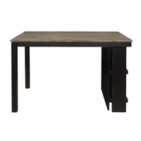 Tim 60 Inch Counter Height Table, 2 Built in Shelves, Gray, Black Wood - BM314616