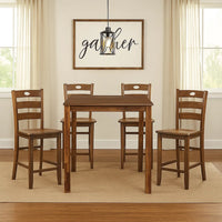 Tori 5 Piece Counter Height Dining Set, Square Table and 4 Chairs, Brown - BM314619
