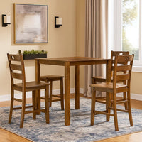 Tori 5 Piece Counter Height Dining Set, Square Table and 4 Chairs, Brown - BM314619
