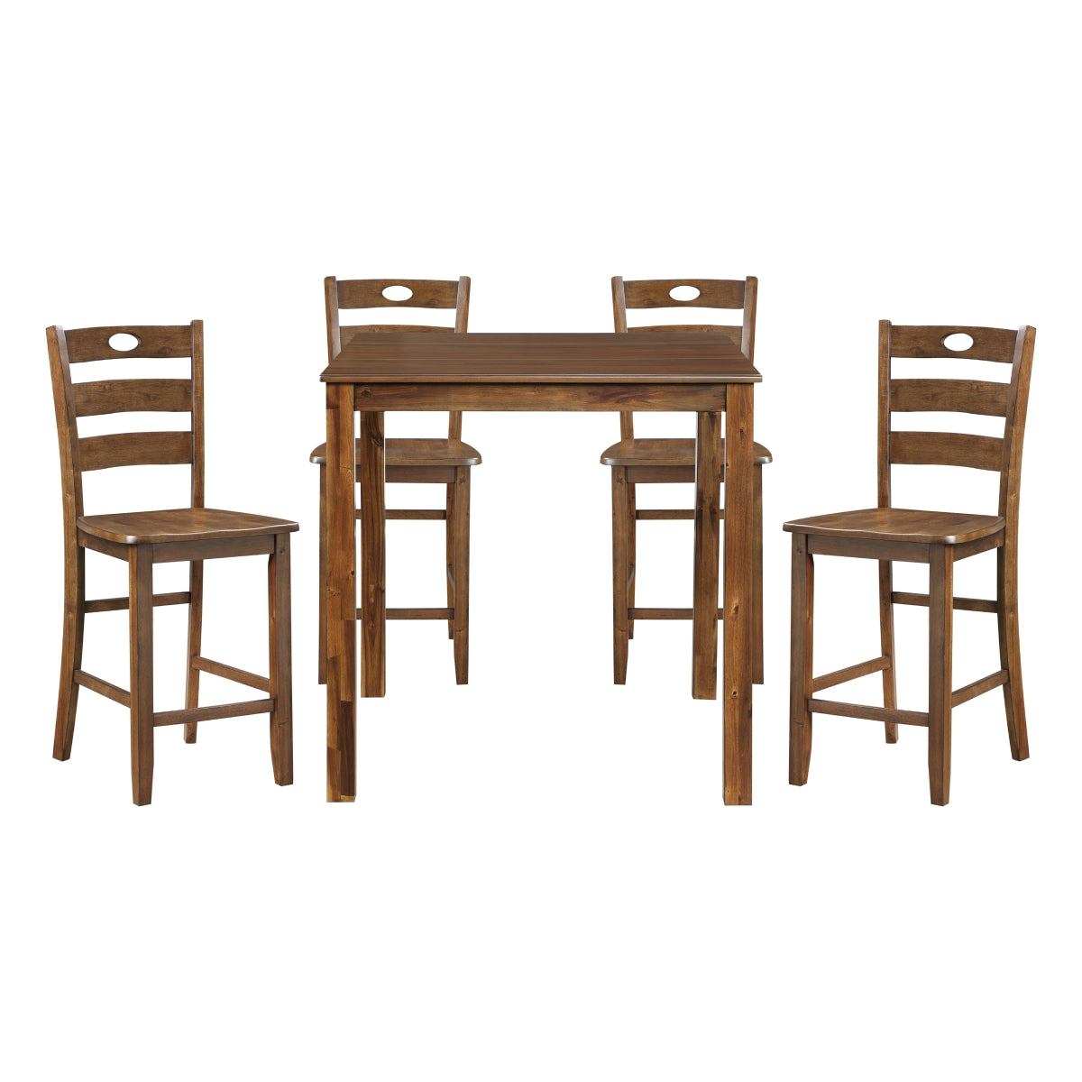 Tori 5 Piece Counter Height Dining Set, Square Table and 4 Chairs, Brown - BM314619