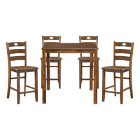 Tori 5 Piece Counter Height Dining Set, Square Table and 4 Chairs, Brown - BM314619