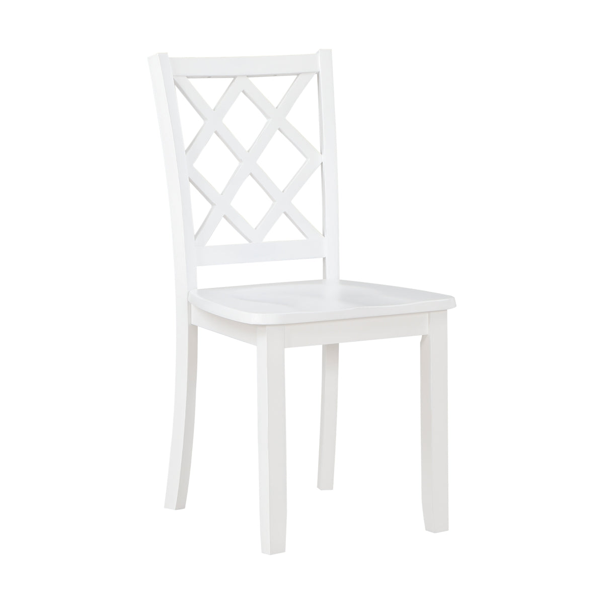 Oria 5 Piece Dining Set with Table, 4 Lattice Back Chairs, White Solid Wood - BM314620