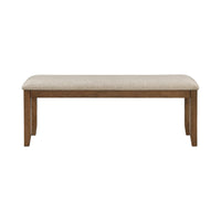 Nil 49 Inch Bench, Beige Polyester Upholstered Seat, Cherry Brown Wood - BM314621