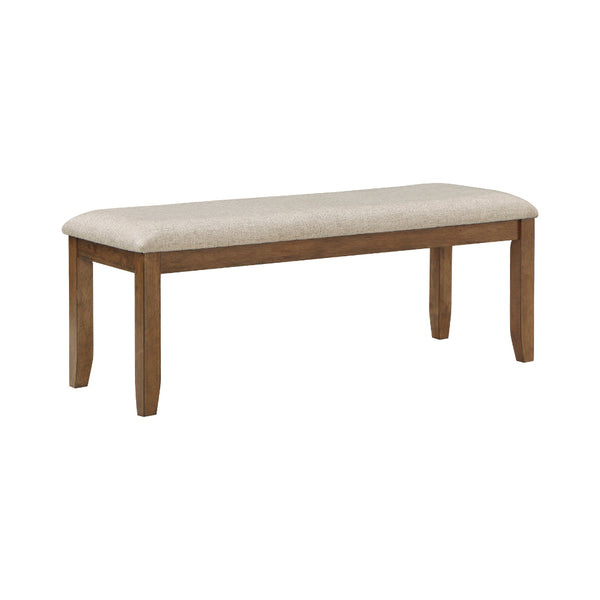 Nil 49 Inch Bench, Beige Polyester Upholstered Seat, Cherry Brown Wood - BM314621