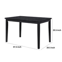 Andy 48 Inch Dining Table, 4 Seater, Rectangular Top, Black Solid Wood - BM314623