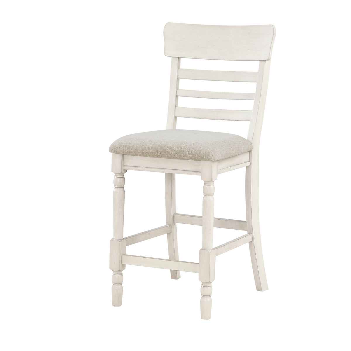 Will 26 Inch Counter Height Chair, Gray Polyester Upholstery, White, Set of 2 - BM314625