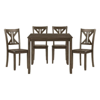 Ivy 5 Piece Dining Set, Square Top Table, 4 X Back Chairs, Brown Solid Wood - BM314627