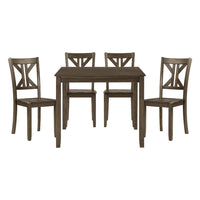 Ivy 5 Piece Dining Set, Square Top Table, 4 X Back Chairs, Brown Solid Wood - BM314627