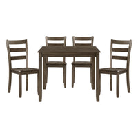 Isa 5 Piece Dining Set, Square Top, 4 Slat Back Chairs, Brown Solid Wood  - BM314628