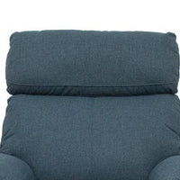 Fery 35 Inch Manual Recliner Chair, Blue Burlap, Cushioned Seat, Solid Wood - BM314647