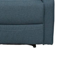 Fery 35 Inch Manual Recliner Chair, Blue Burlap, Cushioned Seat, Solid Wood - BM314647