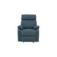 Fery 35 Inch Manual Recliner Chair, Blue Burlap, Cushioned Seat, Solid Wood - BM314647