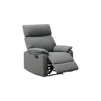 Fery 35 Inch Manual Recliner Chair, Gray Burlap, Cushioned Seat, Solid Wood - BM314649