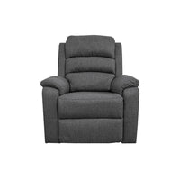 Fery 36 Inch Manual Recliner Chair, Gray Burlap, Cushioned Seat, Solid Wood - BM314651