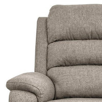 Fery 36 Inch Manual Recliner Chair, Brown Burlap, Cushioned Seat, Wood - BM314653