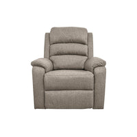 Fery 36 Inch Manual Recliner Chair, Brown Burlap, Cushioned Seat, Wood - BM314653