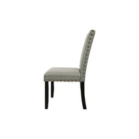 Sie 25 Inch Dining Chairs, Set of 2, Nailhead Trim, Padded Gray Upholstery, Black Wood - BM314659
