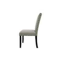 Sie 25 Inch Dining Chair, Nailhead Trim, Padded Gray Upholstery, Black Wood - BM314659