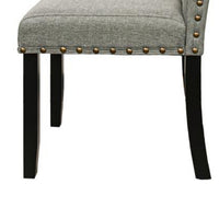 Sie 25 Inch Dining Chairs, Set of 2, Nailhead Trim, Padded Gray Upholstery, Black Wood - BM314659