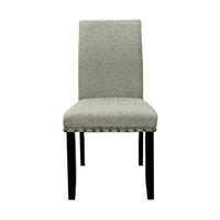 Sie 25 Inch Dining Chairs, Set of 2, Nailhead Trim, Padded Gray Upholstery, Black Wood - BM314659
