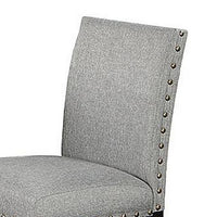 Sie 24 Inch Counter Height Chairs, Set of 2, Nailhead Trim, Gray Fabric, Black Wood - BM314660