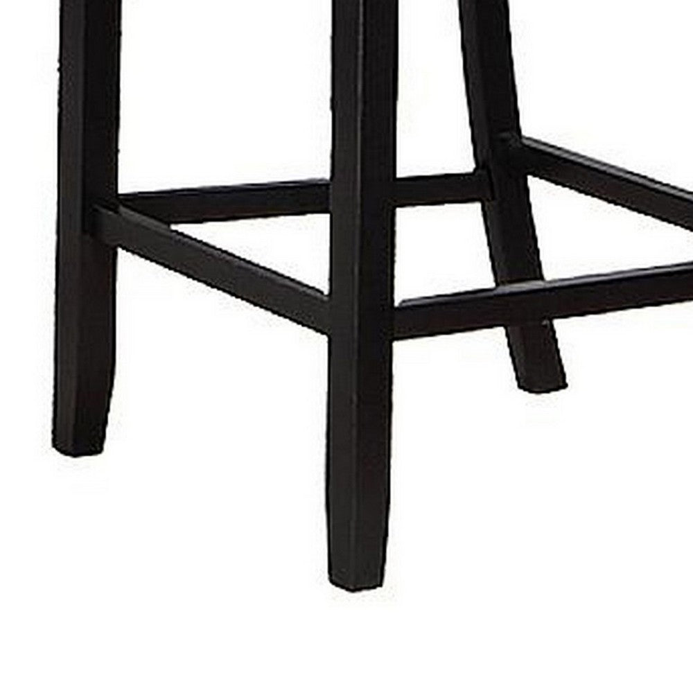 Sie 24 Inch Counter Height Chairs, Set of 2, Nailhead Trim, Gray Fabric, Black Wood - BM314660