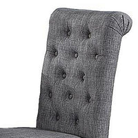 Jie 25 Inch Dining Chairs, Set of 2, Tufted Gray Upholstery, Rolled Top, Black Wood - BM314661