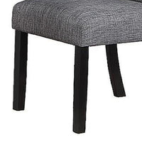 Jie 25 Inch Dining Chair, Tufted Gray Upholstery, Rolled Top, Black Wood - BM314661