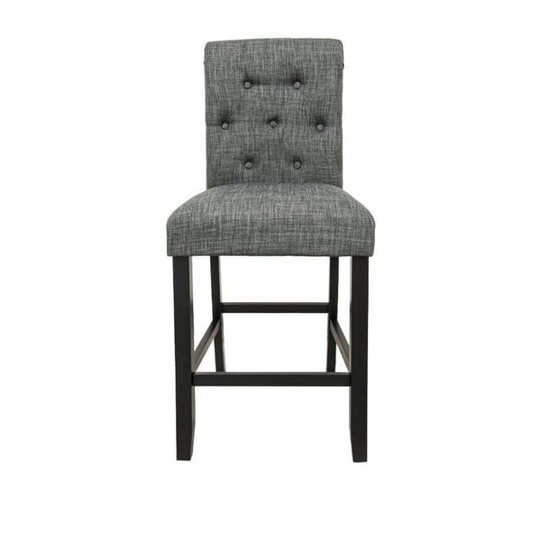 Jie 24 Inch Counter Height Dining Chair, Tufted Gray Upholstery, Black Wood - BM314662