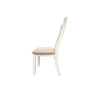 Sam 23 Inch Dining Chair, Open Slat Backrest with Padded Seat, White Wood - BM314664