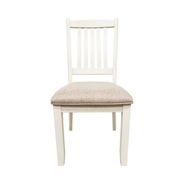 Sam 23 Inch Dining Chair, Open Slat Backrest with Padded Seat, White Wood - BM314664