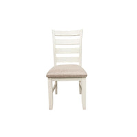 Sam 22 Inch Dining Chair, Ladder Curved Backrest, Padded Seat, White Wood - BM314666