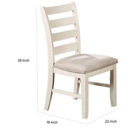 Sam 22 Inch Dining Chair, Ladder Curved Backrest, Padded Seat, White Wood - BM314666