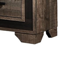 Nny 26 Inch Nightstand with 2 Drawers, Black Handles, Brown Wood Finish - BM314667