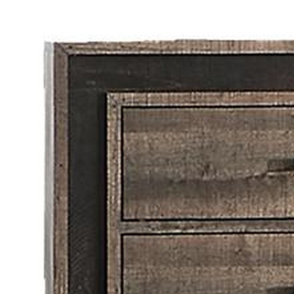 Nny 45 Inch Tall Dresser Chest with 5 Drawers, Black Handles, Brown Wood - BM314669