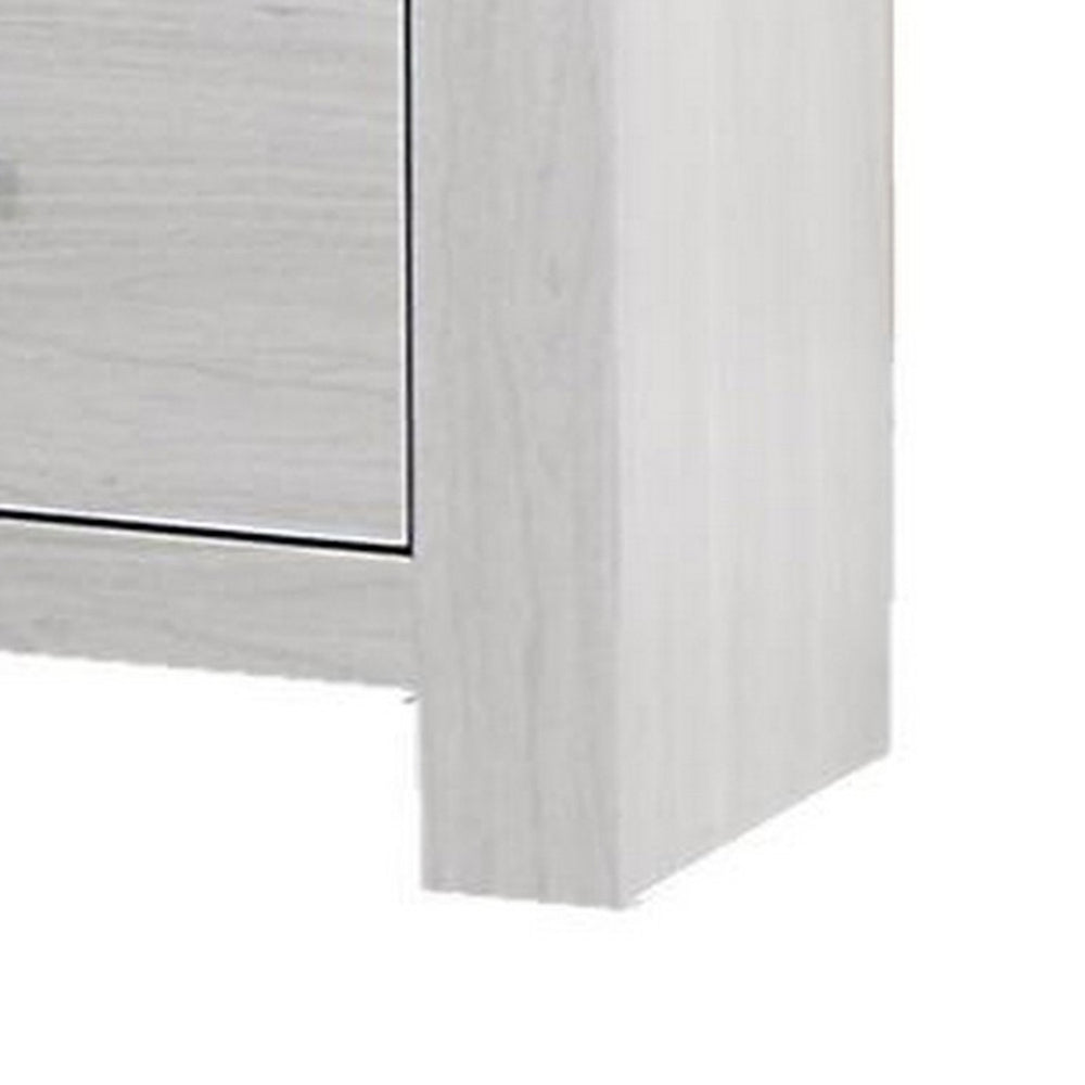 Kopa 26 Inch Nightstand with 2 Drawers, Black Handles, White Wood Finish - BM314672